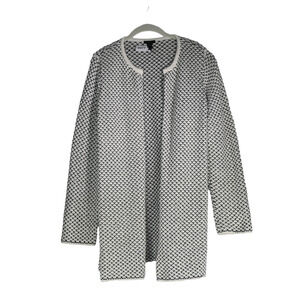 Ann Taylor Factory Cardigan Sweater Women Large Black White Classic Minimalist